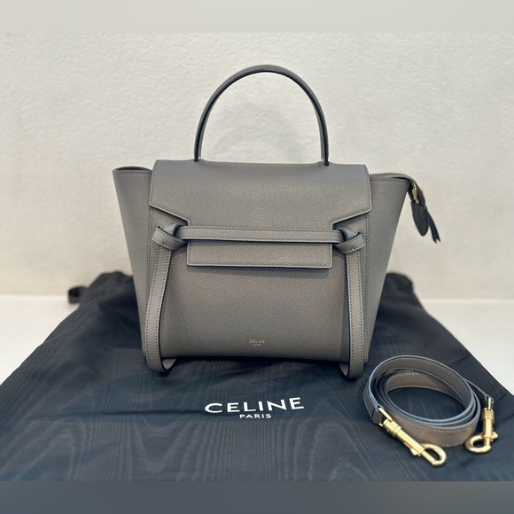 ❤️SOLD❤️ Auth CELINE Micro Grey Belt Bag in Grained Leather 9 x 8 IN - Picture 14 of 16